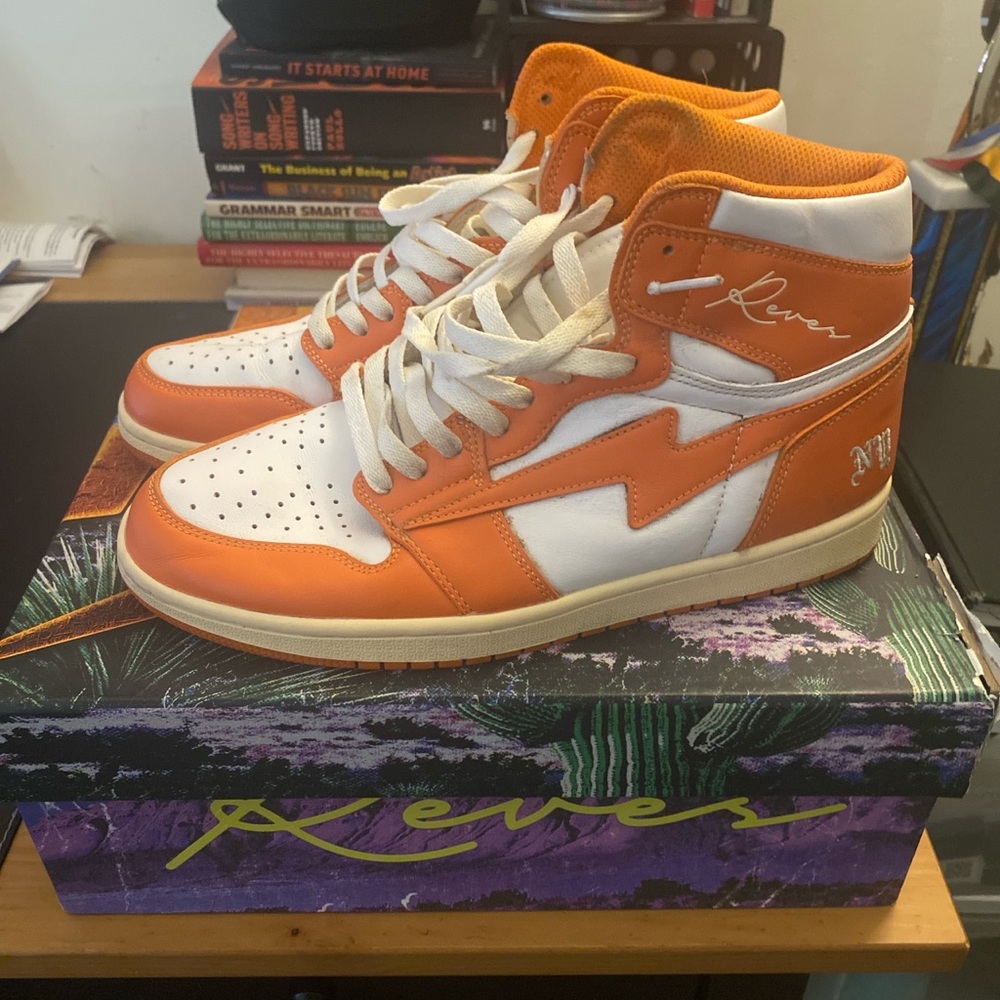 Orange and White High-Top Sneakers